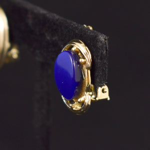 Oval Blue Thermoset Earrings