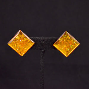 Gold Confetti Lucite Square Earrings