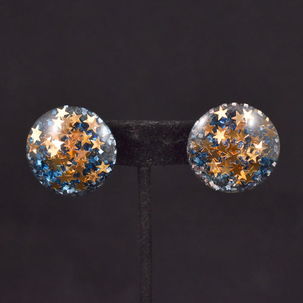 Gold Star Confetti Lucite Earrings