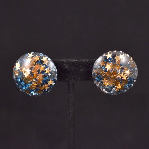 Gold Star Confetti Lucite Earrings