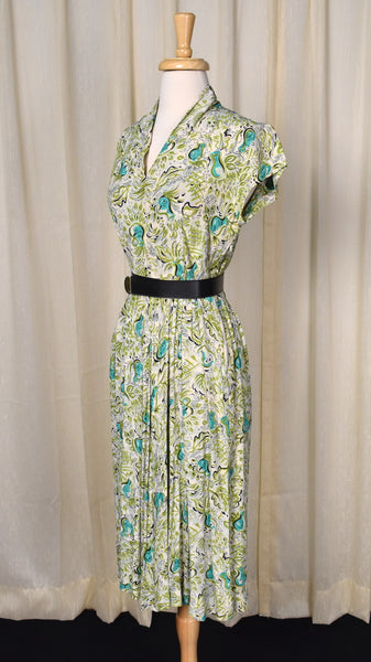 1940s Vase Print Novelty Dress
