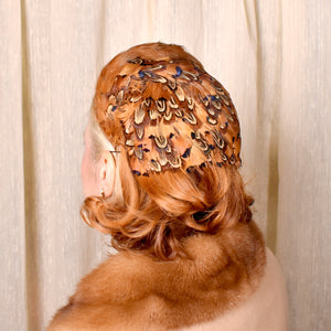 1950s Crescent Brown Feather Hat