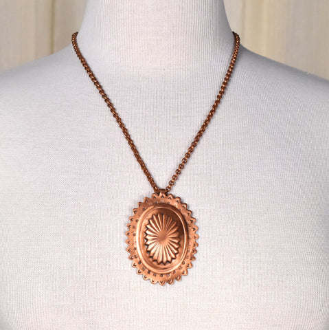1940s Style Western Copper Pendant Necklace