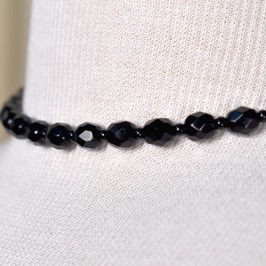 Faceted Jet Bead Choker Necklace