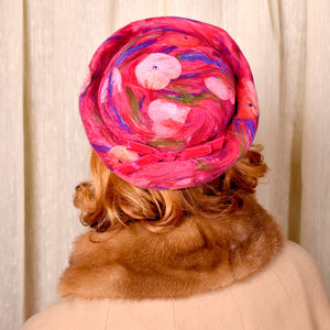 1960s Raspberry Hearts & Feathers Hat
