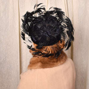 1950s Black Wild Feather Hat