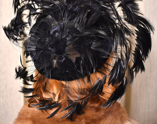1950s Black Wild Feather Hat