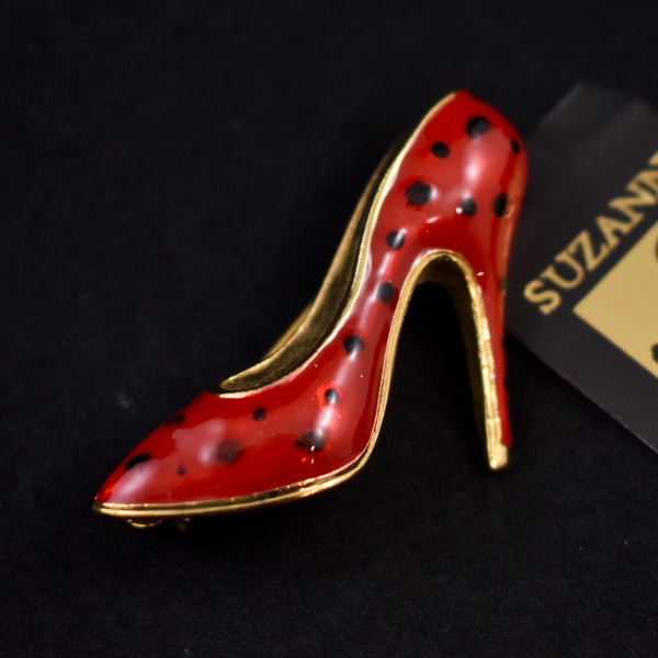 NWT Red Polka Dot High Heel Shoe Pin