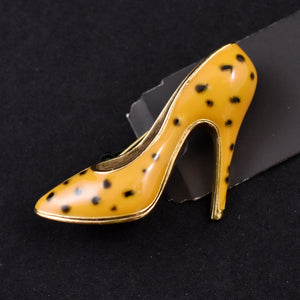 NWT Yellow Polka Dot High Heel Shoe Pin