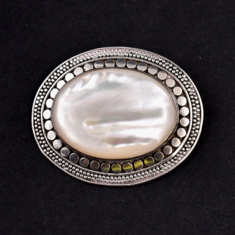 Mother of Pearl Oval SS 925 Brooch Pin