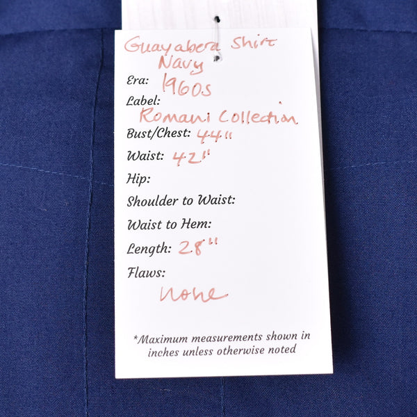 1960s Navy Blue Guayabera Shirt