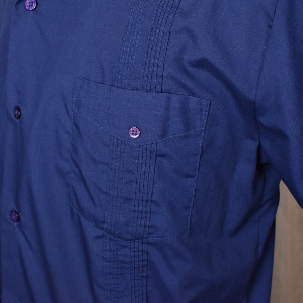 1960s Navy Blue Guayabera Shirt