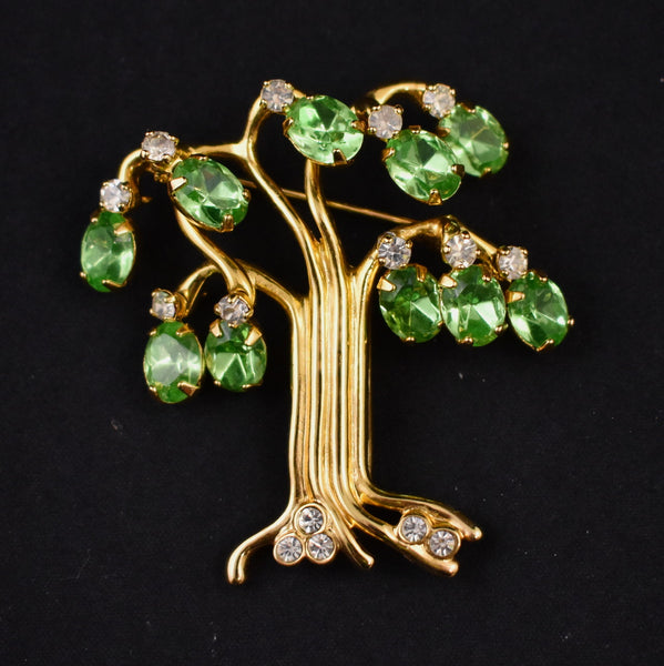 Kenneth Jay Lane Dangling Crystals Tree Brooch Pin