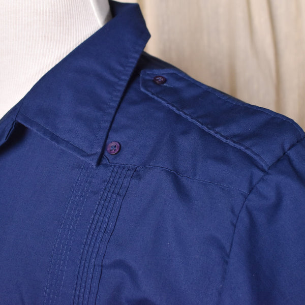 1960s Navy Blue Guayabera Shirt