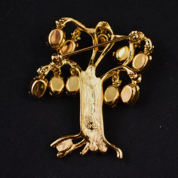 Kenneth Jay Lane Dangling Crystals Tree Brooch Pin