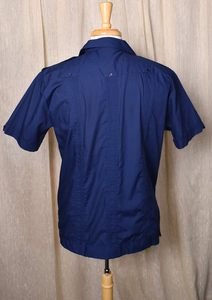 1960s Navy Blue Guayabera Shirt
