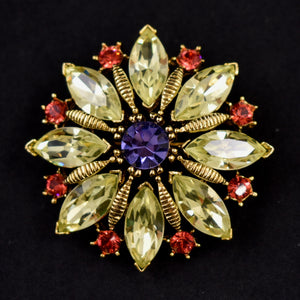 Super Sparkly Lime Rhinestone Flower Brooch