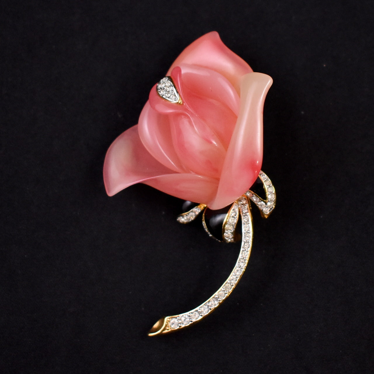 Kenneth Jay Lane Pink Carved Rose Brooch