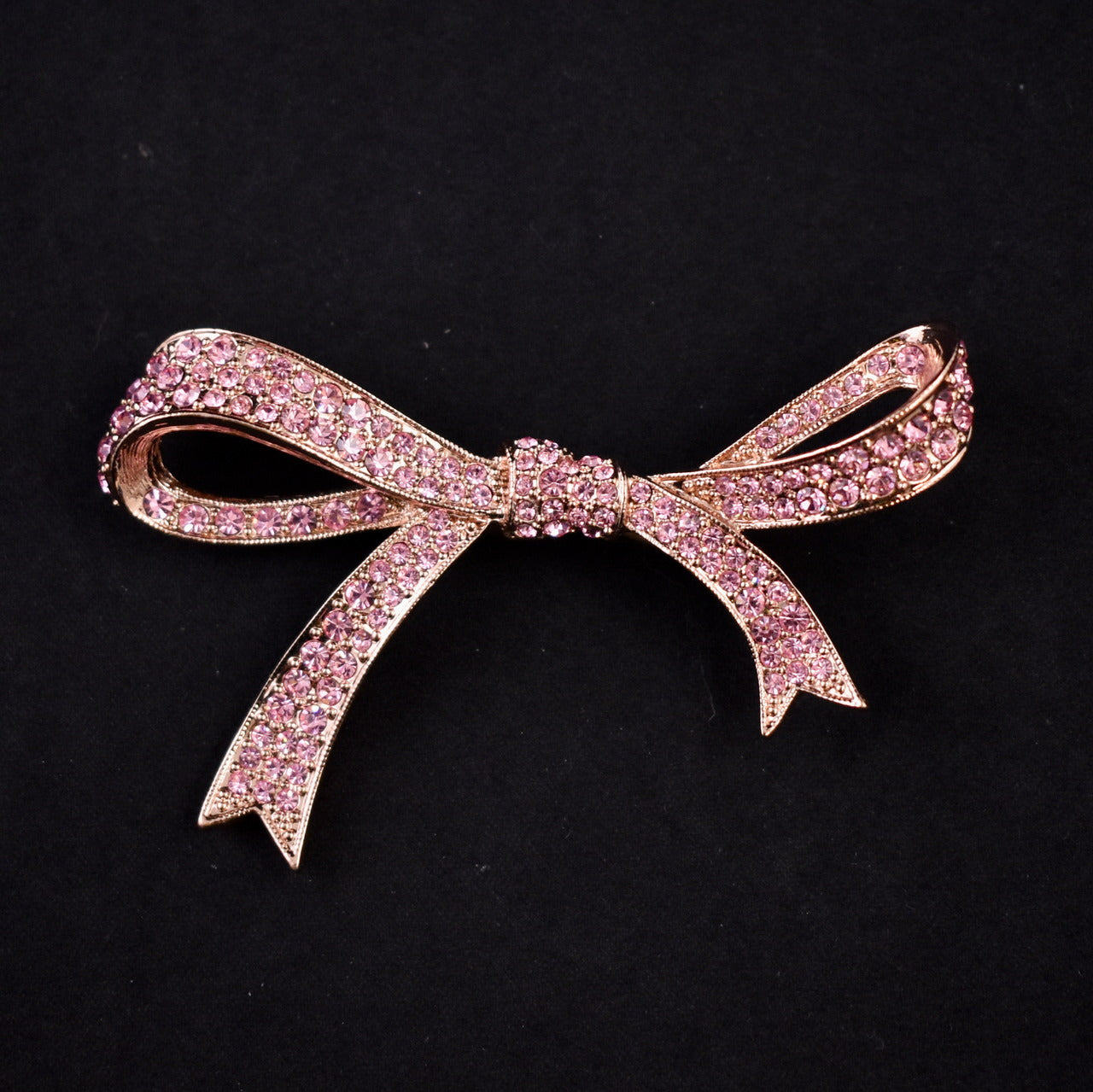 Kenneth Jay Lane Pink Rhinestone Bow Brooch