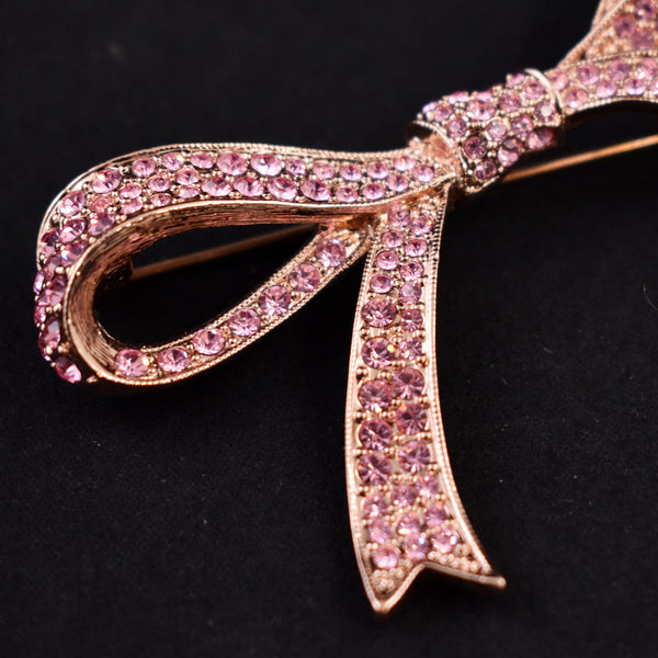 Kenneth Jay Lane Pink Rhinestone Bow Brooch