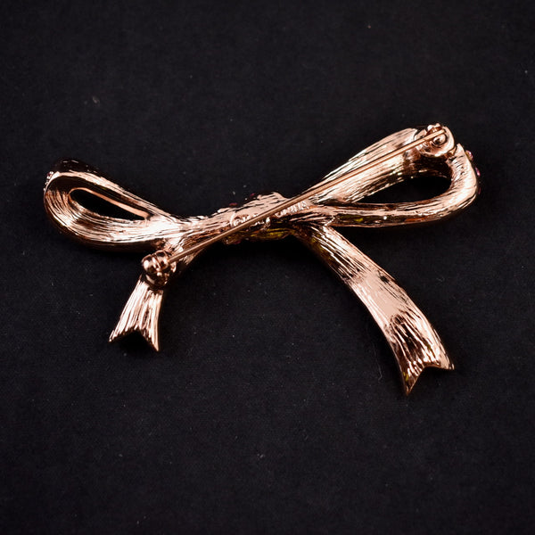 Kenneth Jay Lane Pink Rhinestone Bow Brooch