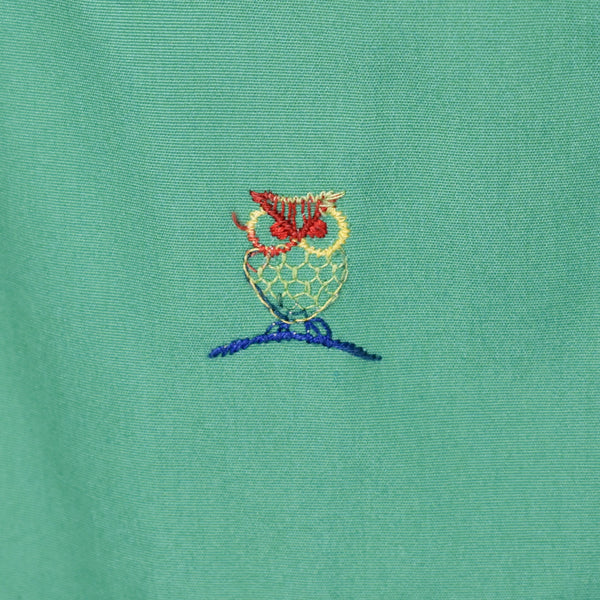 1980s Green Rainbow Owl Embroidered Preppy Pants
