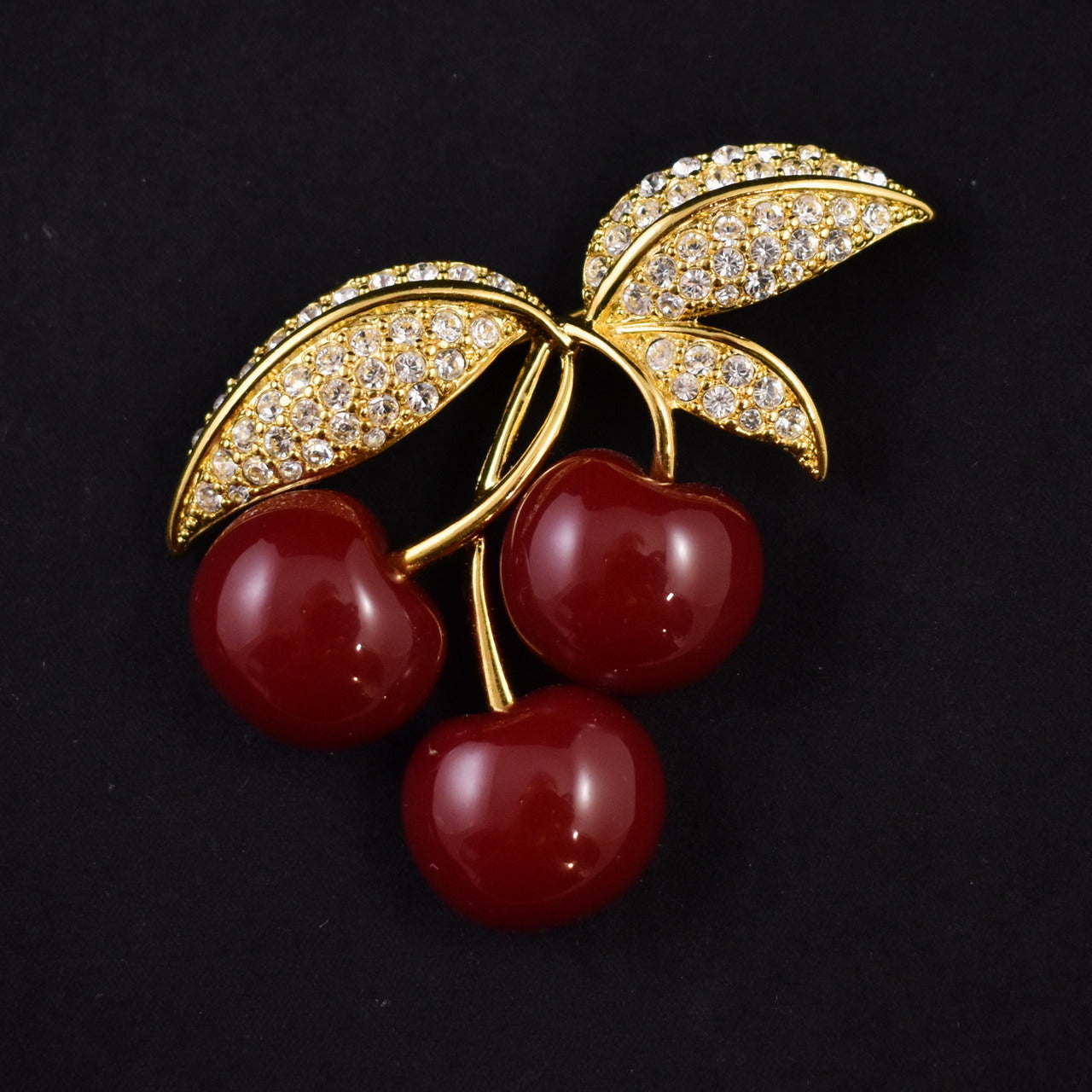 Joan Rivers Rhinestone Cherries Brooch