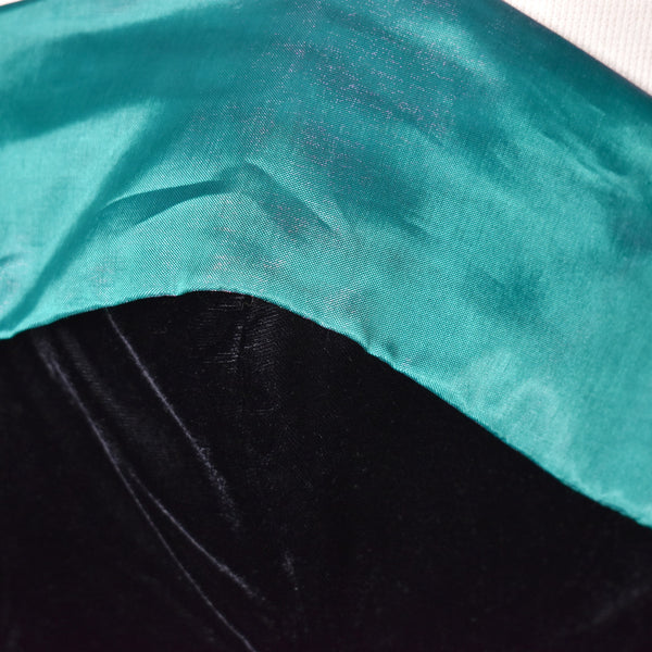 1990s Zum Zum Black Velvet Green Bows Dress