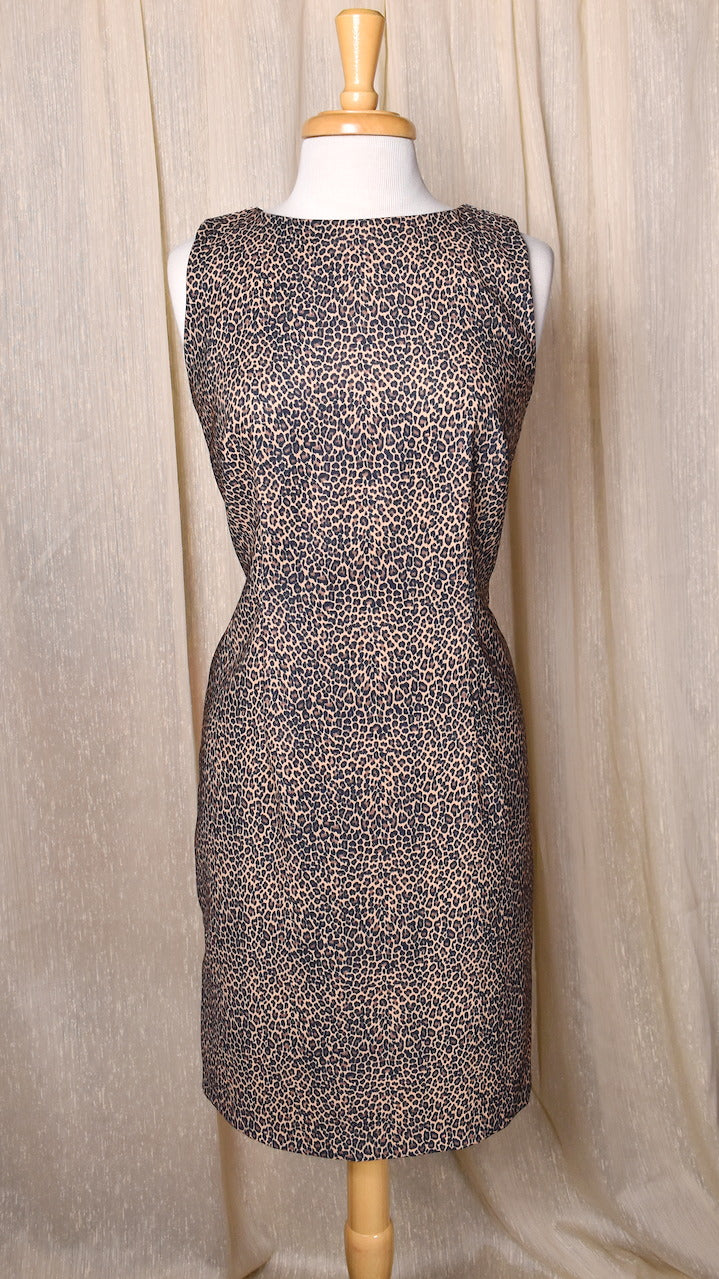 1990s Classic Pinup Leopard Sheath Dress