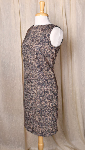 1990s Classic Pinup Leopard Sheath Dress