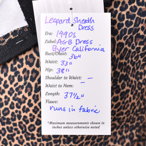 1990s Classic Pinup Leopard Sheath Dress