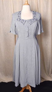 1990s does 1940s Navy Gingham Shirt Dress