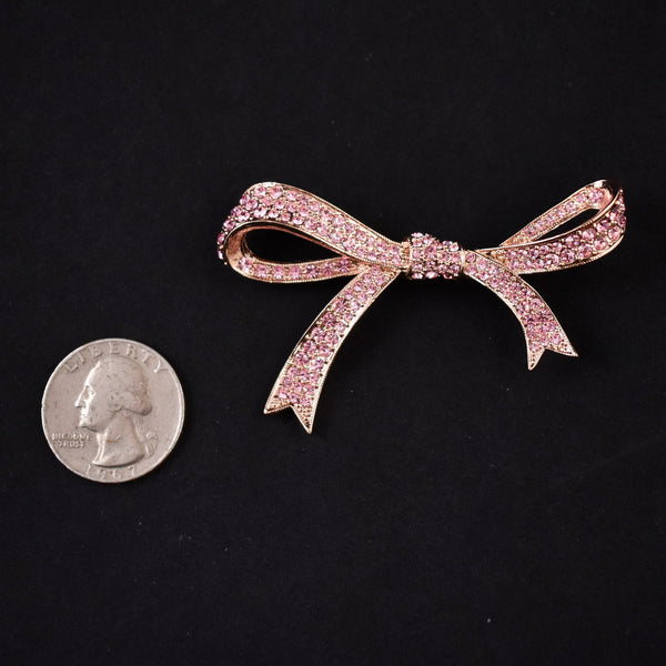 Kenneth Jay Lane Pink Rhinestone Bow Brooch