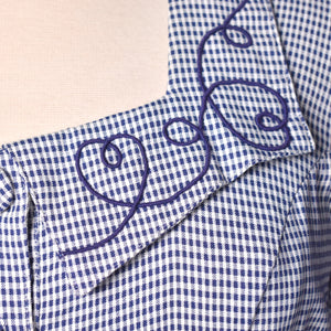 1990s does 1940s Navy Gingham Shirt Dress