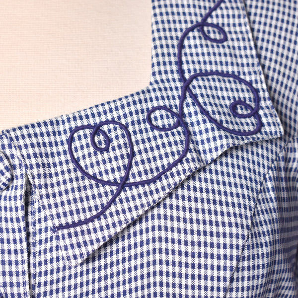 1990s does 1940s Navy Gingham Shirt Dress
