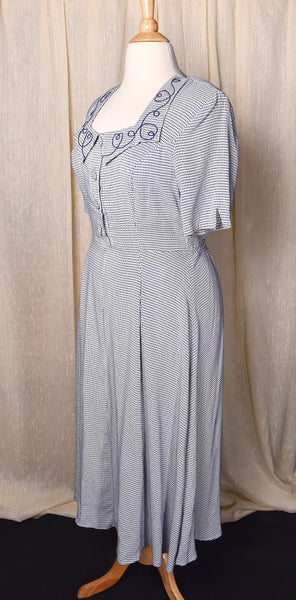 1990s does 1940s Navy Gingham Shirt Dress