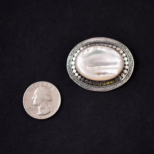 Mother of Pearl Oval SS 925 Brooch Pin