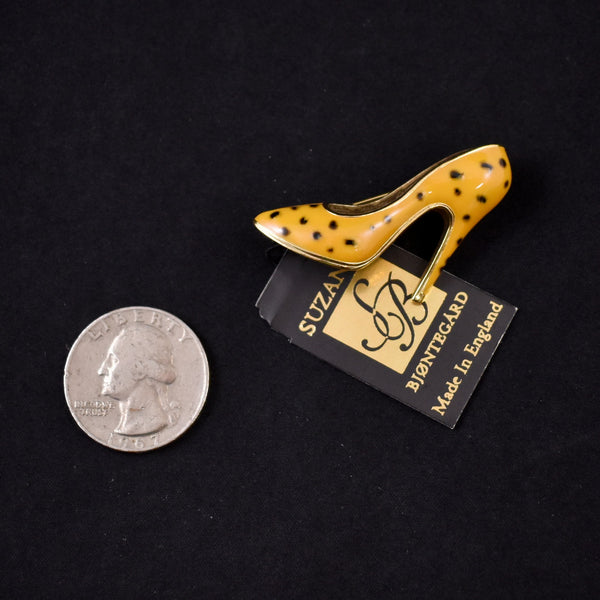 NWT Yellow Polka Dot High Heel Shoe Pin