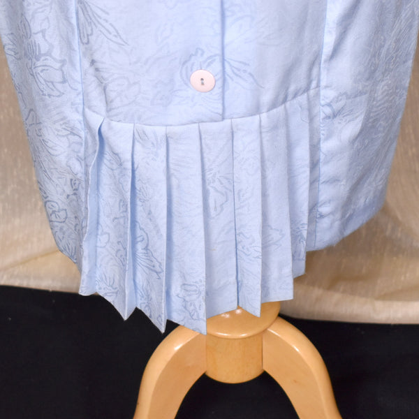 1980s Sky Blue Button Back Wiggle Dress