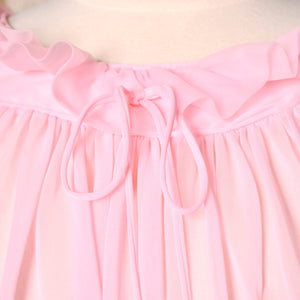 1960s Pastel Pink Sheer Ruffle Night Gown