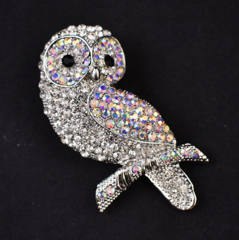 Extra Sparkly Rhinestone Owl Brooch