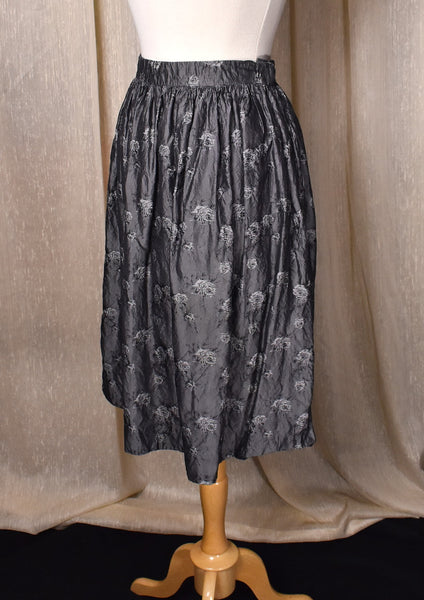 1950s Silver Roses Gathered Skirt