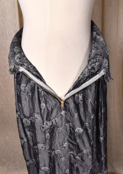 1950s Silver Roses Gathered Skirt