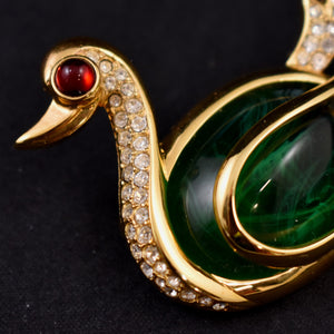 Trifari Green Jelly Belly Swan Duck Brooch