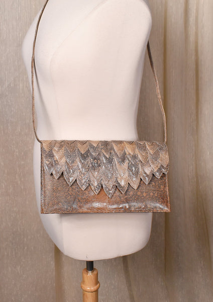 NWOT 1980s Snakeskin Clutch Handbag