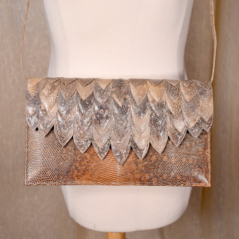 NWOT 1980s Snakeskin Clutch Handbag