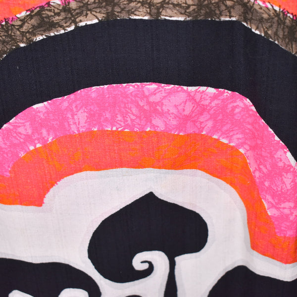 1960s Barkcloth Swirl Wrap Maxi Skirt