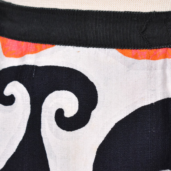 1960s Barkcloth Swirl Wrap Maxi Skirt