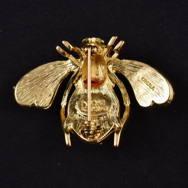 Joan Rivers Red Rhinestone Bead Bee Brooch