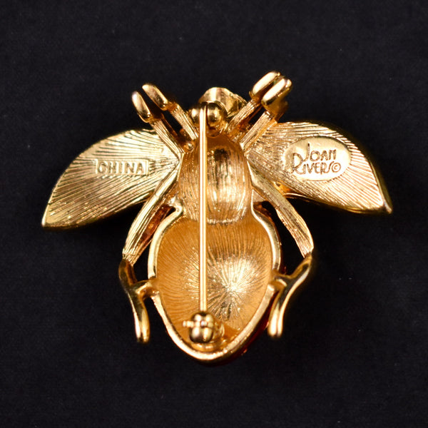 Joan Rivers Rhinestone Strawberry Bee Brooch